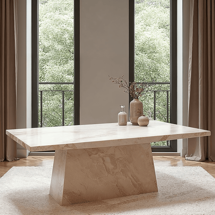 Travara Taupe & Cream Marble Coffee Table Furniture 