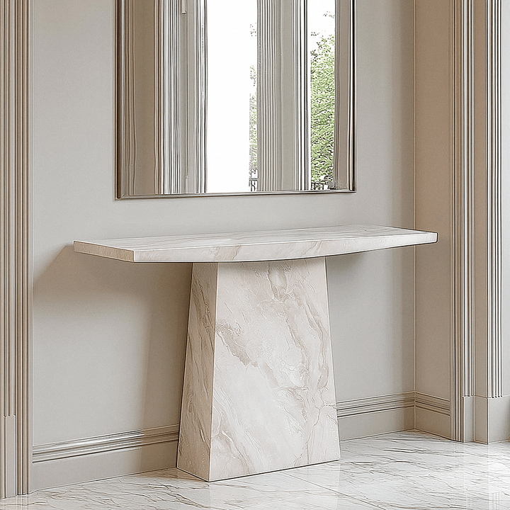 Travara Taupe & Cream Marble Console Table Furniture 