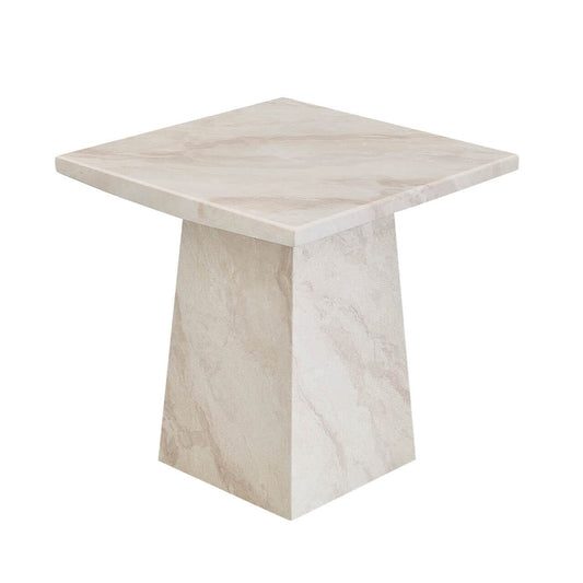 Travara Taupe & Cream Marble Side Table Furniture 