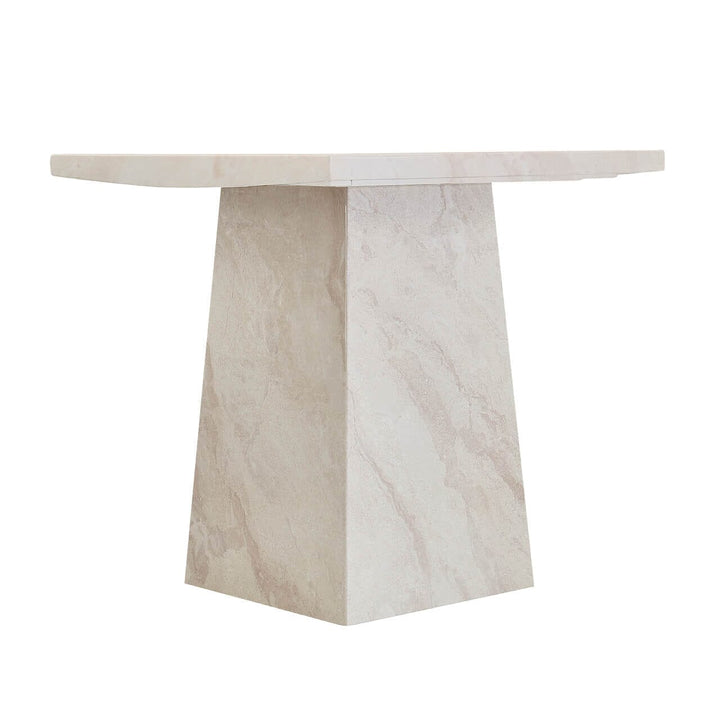 Travara Taupe & Cream Marble Side Table Furniture 
