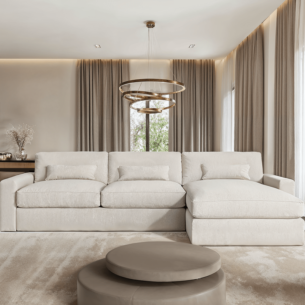 Tribeca Ash Greige Large Right Hand Facing Chaise End Sofa MTO Sofa 