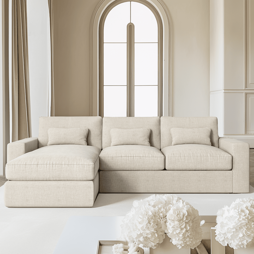 Tribeca Ash Greige Medium Left Hand Facing Chaise End Sofa MTO Sofa 