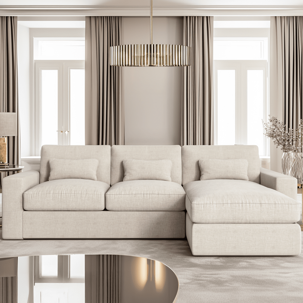 Tribeca Ash Greige Medium Right Hand Facing Chaise End Sofa MTO Sofa 