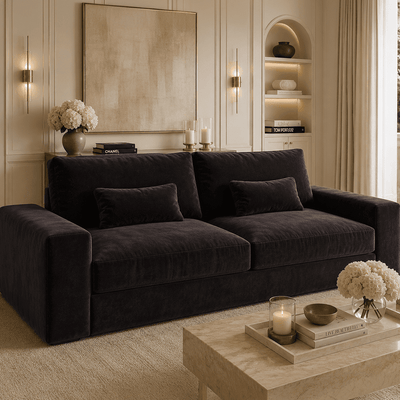 Tribeca Chocolate Brown Velvet 3 Seater Sofa Sofa 