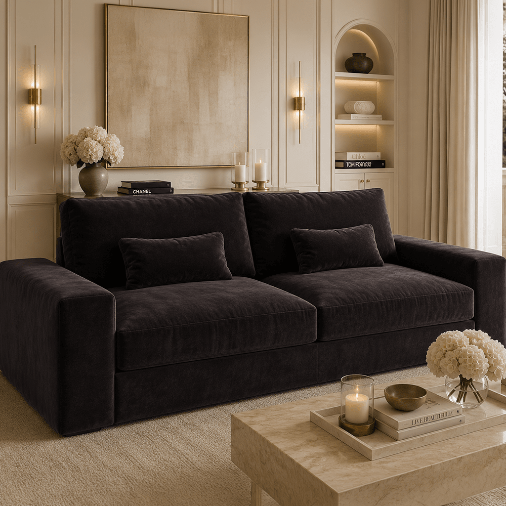 Tribeca Chocolate Brown Velvet 3 Seater Sofa Sofa 