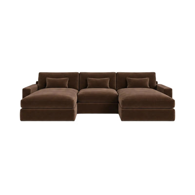 Tribeca Chocolate Brown Velvet Large U Shape Sofa Sofa 