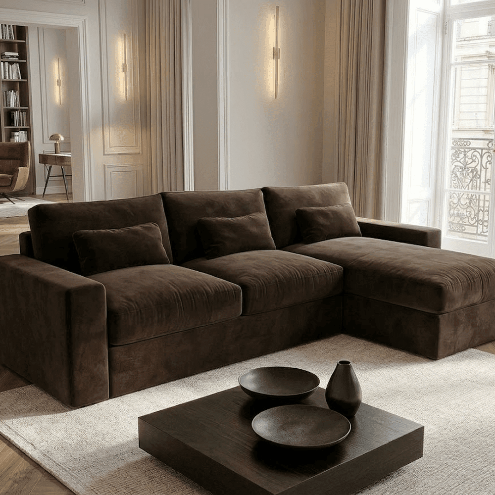 Tribeca Chocolate Brown Velvet Medium Right Hand Facing Chaise End Sofa Sofa 