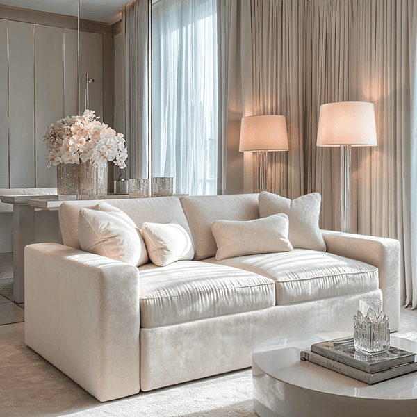 Tribeca Cream Velvet 2 Seater Sofa MTO Sofa 