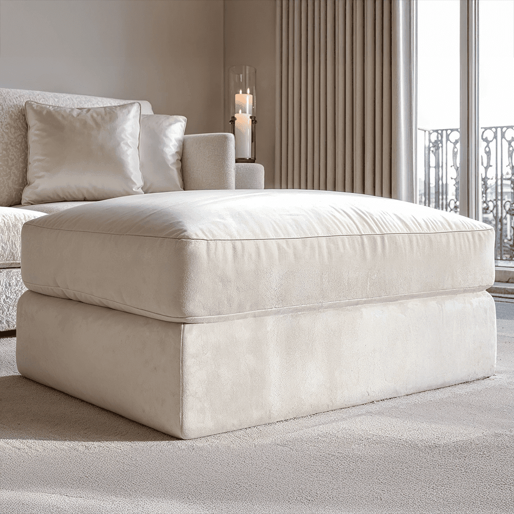 Tribeca Cream Velvet Large Footstool Sofa 