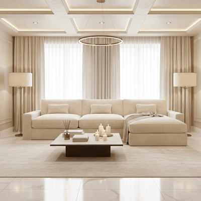 Tribeca Cream Velvet Large Right Hand Facing Chaise End Sofa Sofa 