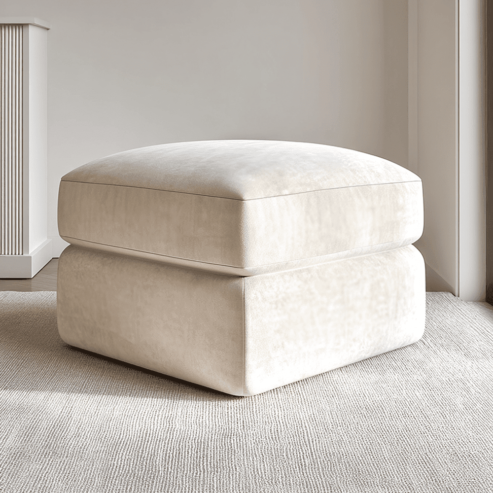 Tribeca Cream Velvet Large U Shape Footstool Sofa 