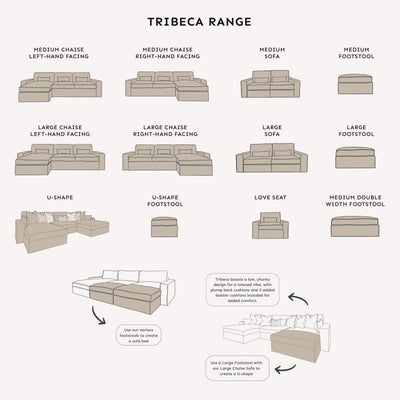 Tribeca Cream Velvet Large U Shape Footstool Sofa 