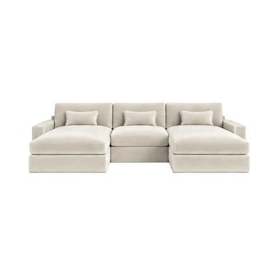 Tribeca Cream Velvet Large U Shape Sofa Sofa 