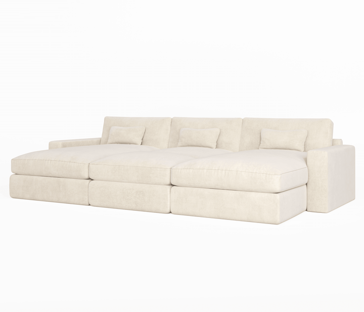 Tribeca Cream Velvet Large U Shape Sofa Sofa 
