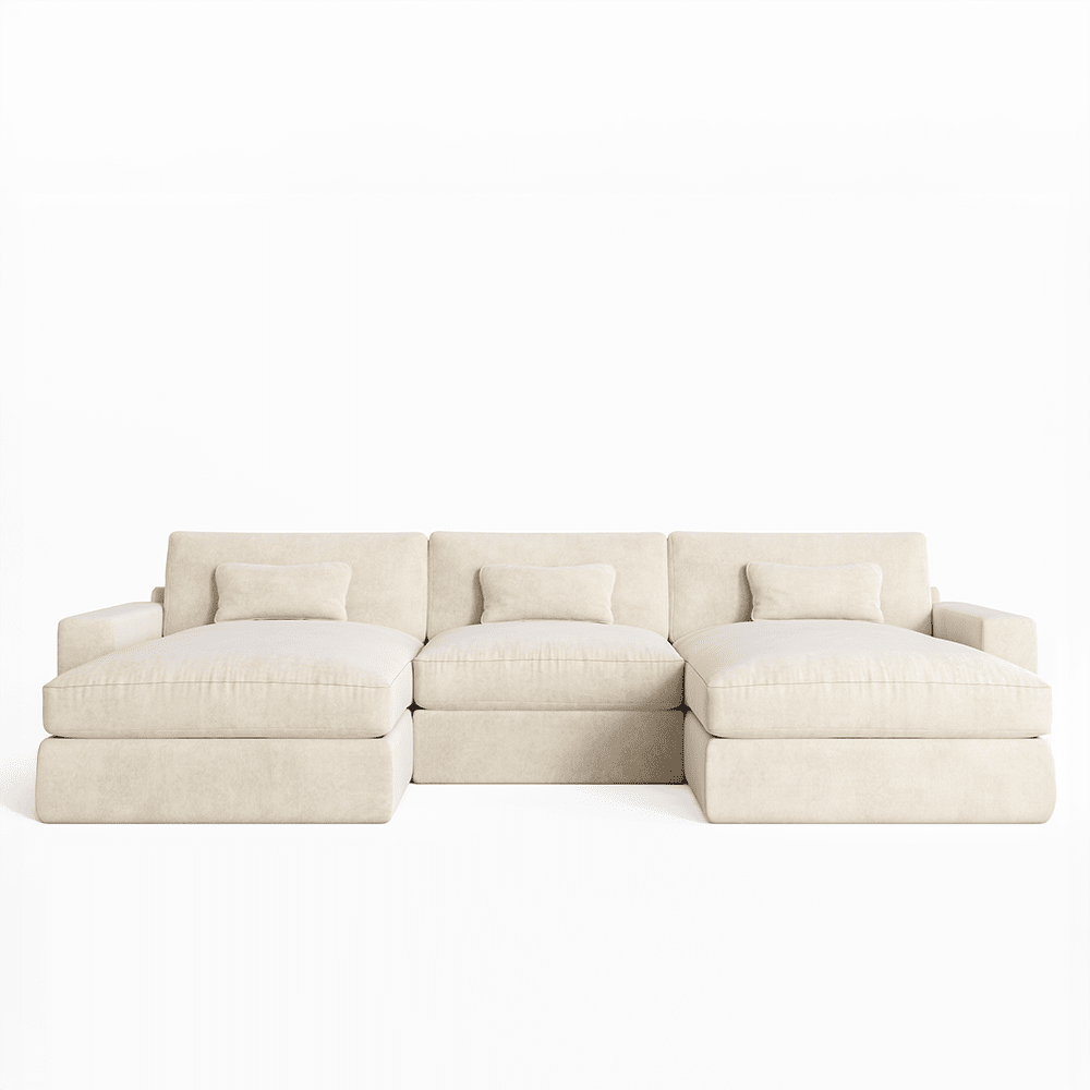 Tribeca Cream Velvet Large U Shape Sofa Sofa 