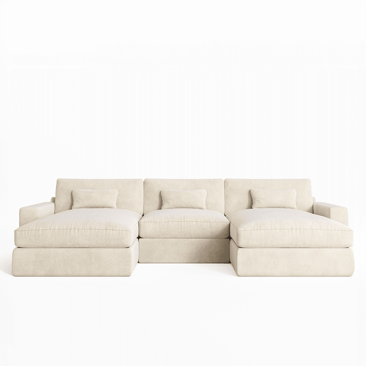 Tribeca Cream Velvet Large U Shape Sofa Sofa 
