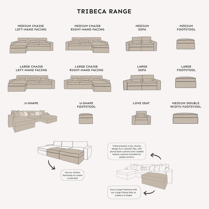 Tribeca Cream Velvet Large U Shape Sofa Sofa 