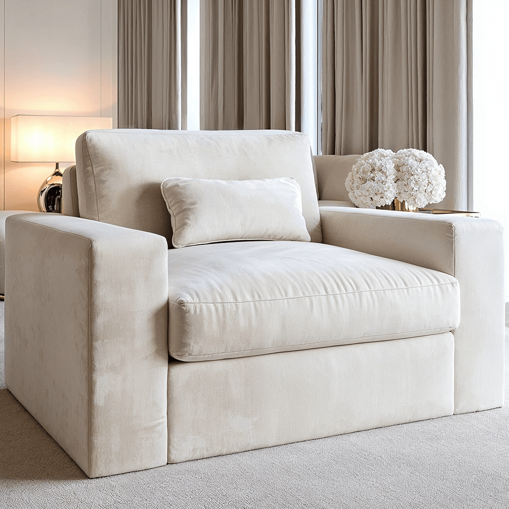 Tribeca Cream Velvet Love Seat MTO Sofa 
