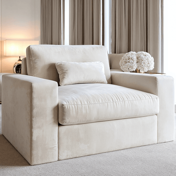 Tribeca Cream Velvet Love Seat MTO Sofa 