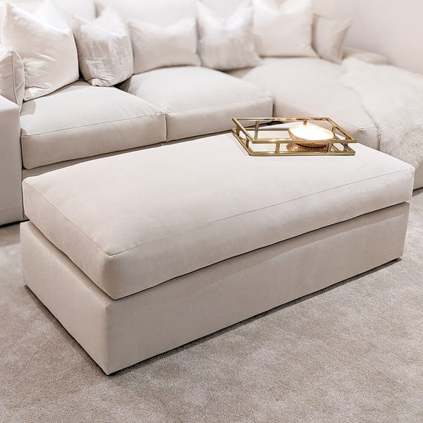 Tribeca Cream Velvet Medium Double Width Footstool MTO Sofa 