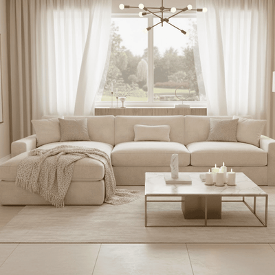 Tribeca Cream Velvet Medium Left Hand Facing Chaise End Sofa Sofa 