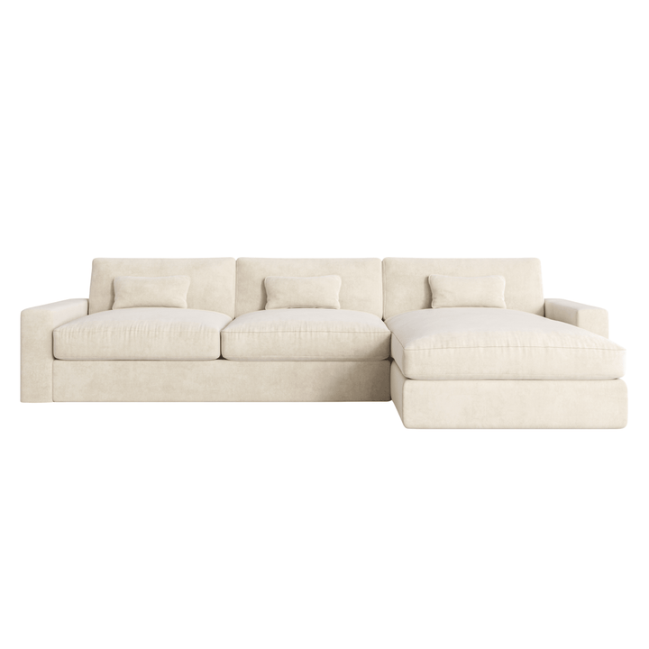 Tribeca Cream Velvet Medium Left Hand Facing Chaise End Sofa Sofa 
