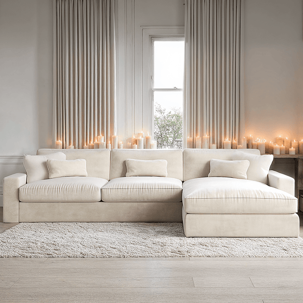 Tribeca Cream Velvet Medium Left Hand Facing Chaise End Sofa Sofa 