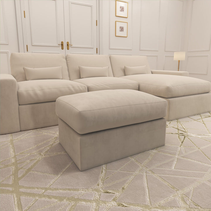 Tribeca Cream Velvet Sofa Range Large Footstool 