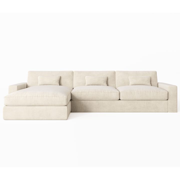 Tribeca Cream Velvet Sofa Range Sofa Large Chaise End Sofa - Left Hand Facing 