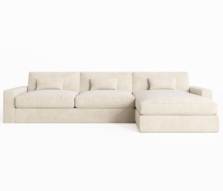 Tribeca Cream Velvet Sofa Range Sofa Large Chaise End Sofa - Right Hand Facing 