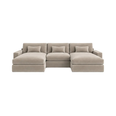 Tribeca Mink Velvet Large U Shape Sofa Sofa 