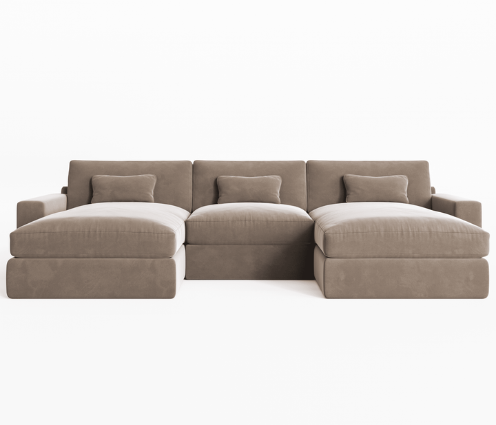 Tribeca Mink Velvet Large U Shape Sofa Sofa 