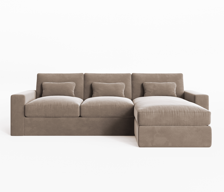 Tribeca Mink Velvet Medium Right Hand Facing Chaise End Sofa Sofa 