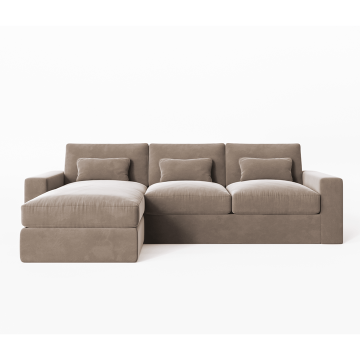 Tribeca Mink Velvet Sofa Range Sofa Medium Chaise End Sofa - Left Hand Facing 