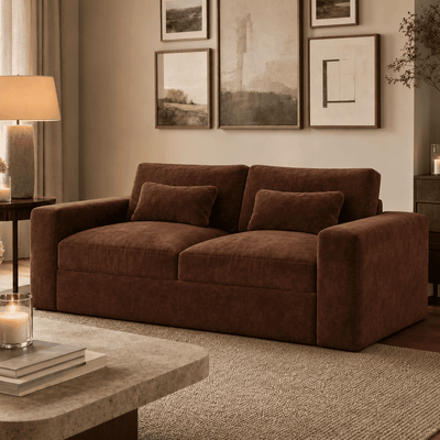 Tribeca Rust Velvet 2 Seater Sofa Sofa 