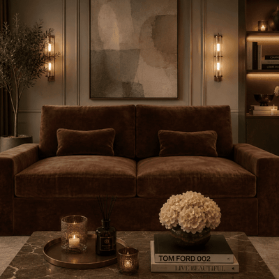 Tribeca Rust Velvet 3 Seater Sofa Sofa 