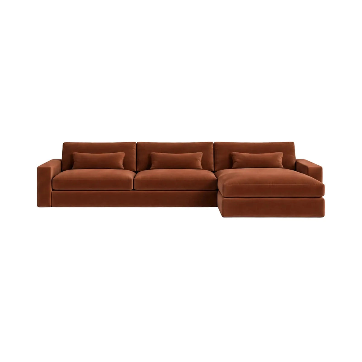 Tribeca Rust Velvet Large Right Hand Facing Chaise End Sofa Sofa 