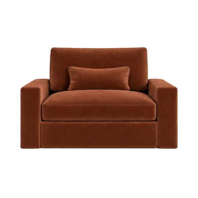 Tribeca Rust Velvet Love Seat Sofa 