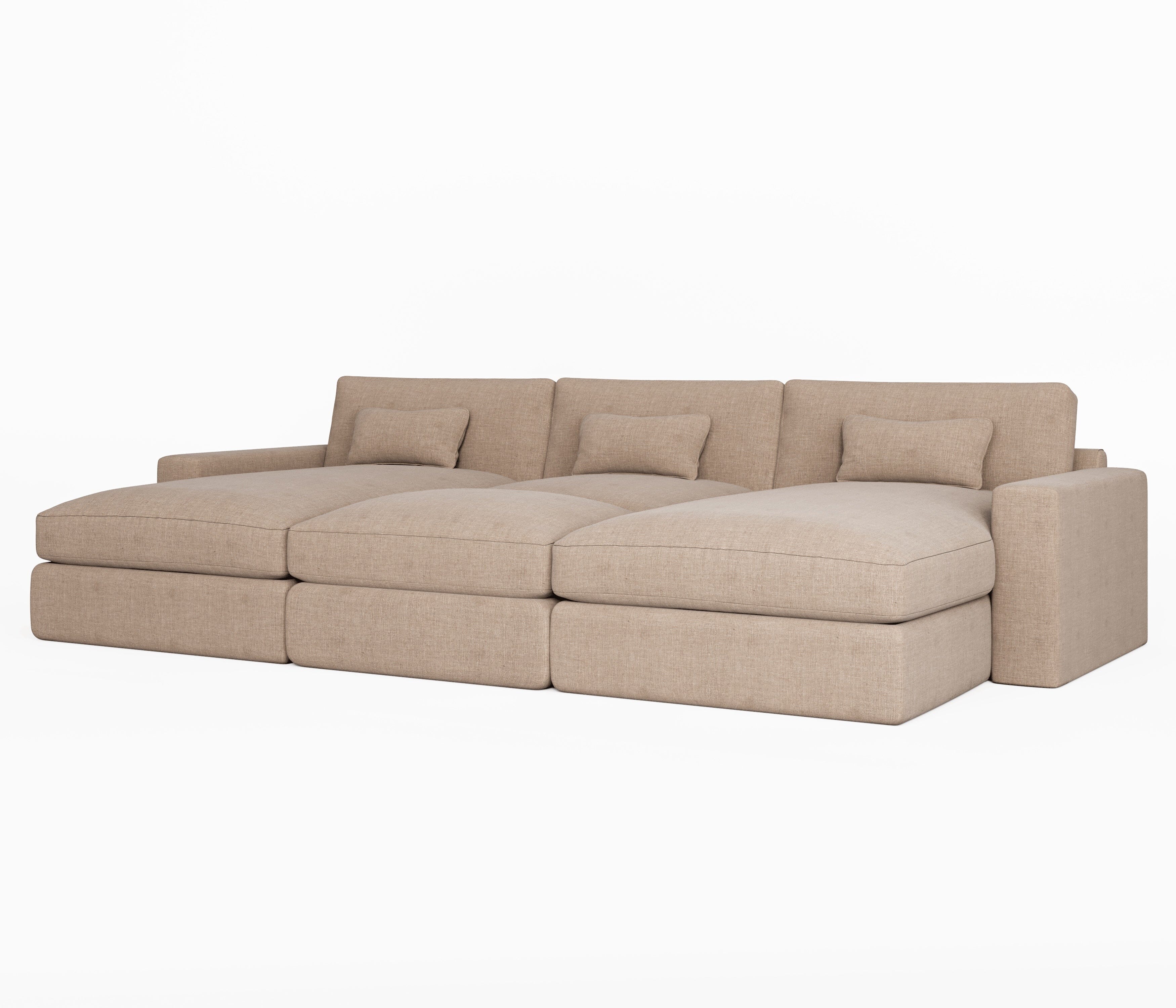 Tribeca Warm Grey Large U Shape Footstool Sofa 