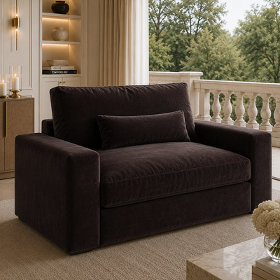 Tribeca Chocolate Brown Velvet Love Seat