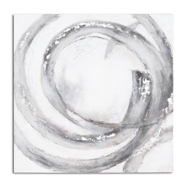 Trixie Large Silver & Grey Abstract Painted Canvas Accessories 