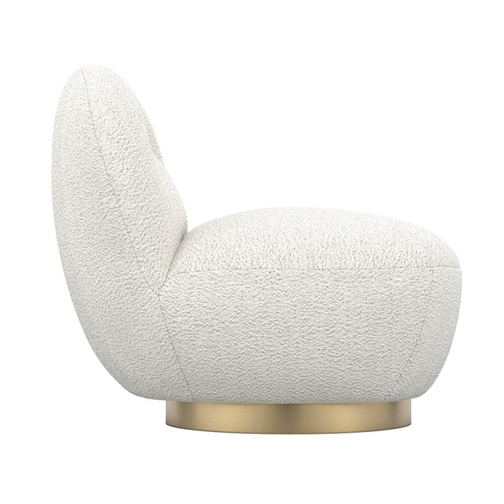 Tula Cream Upholstered Boucle Accent Chair with Gold Base Furniture 