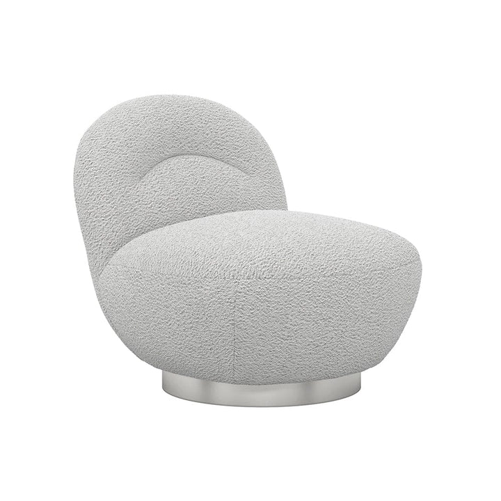 Tula Grey Upholstered Boucle Accent Chair with Silver Base Furniture 