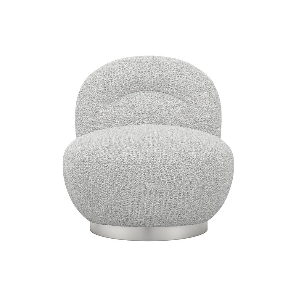 Tula Grey Upholstered Boucle Accent Chair with Silver Base – Rowen Homes