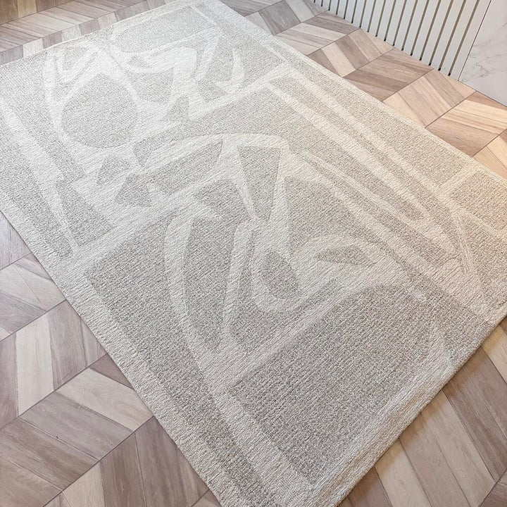 Tyra Cream & Taupe Wool Abstract Patterned Rug Textiles 