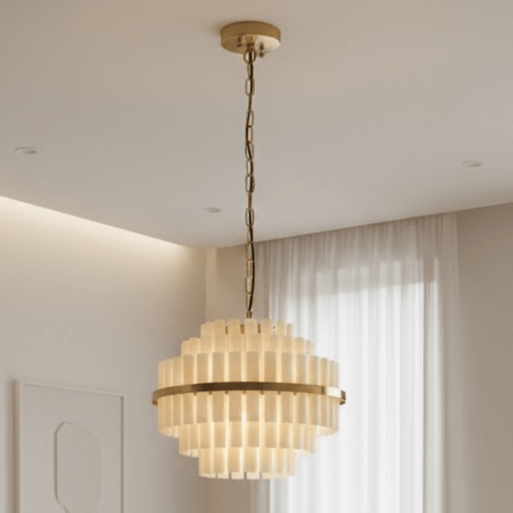 Valette Cream & Brass Statement Chandelier Lighting 