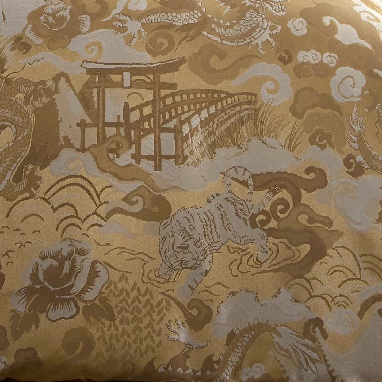 Valina Gold Jacquard Print Statement Duvet Cover Set 