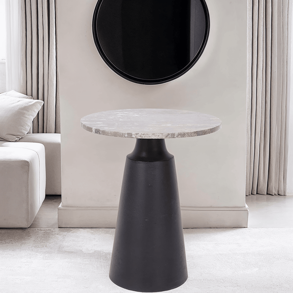 Valiona Black & Marble Side Table Furniture 