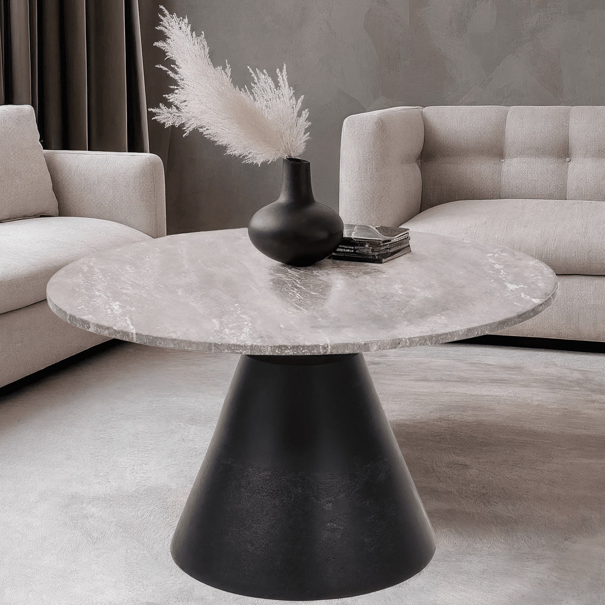 Valiona Large Black & Marble Coffee Table Furniture 