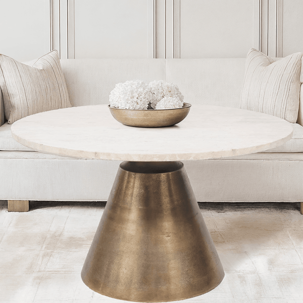 Valiona Large Gold & Marble Coffee Table Furniture 